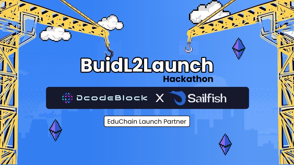 dcodeblock24's tweet image. BuidL2Launch Hackathon is now LIVE!
And we’ve got a massive drop;
@SailFishFinance joins us as the EduChain Launch Partner for this BuidL2Launch Hackathon.
This partnership gives builders direct access to real launch pipelines.
A bridge between @educhain_xyz, DcodeBlock, and…