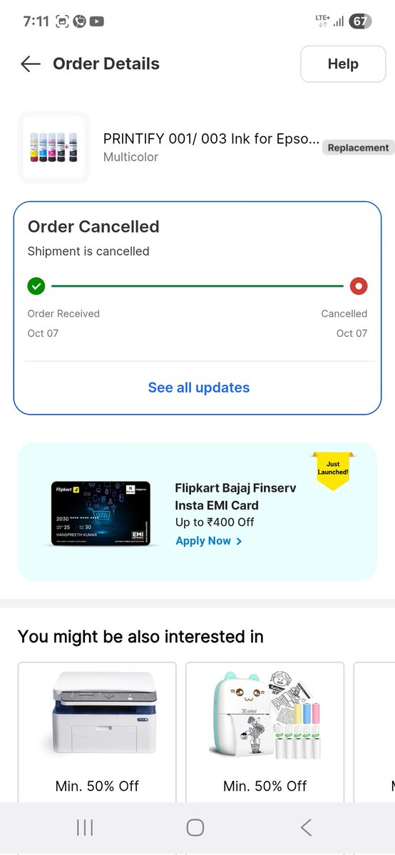 Heiszenberg_mc's tweet photo. Hey @Flipkart @flipkartsupport
Ordered printer ink on Sep 26  confirmed ✅ shipped ✅ delayed ❌ canceled ❌ Then you created a replacement without asking me and canceled that too the same damn day
What kind of circus are you running? 
Stop wasting customers’ time
 #FlipkartFail https://t.co/p1eGvrwphY