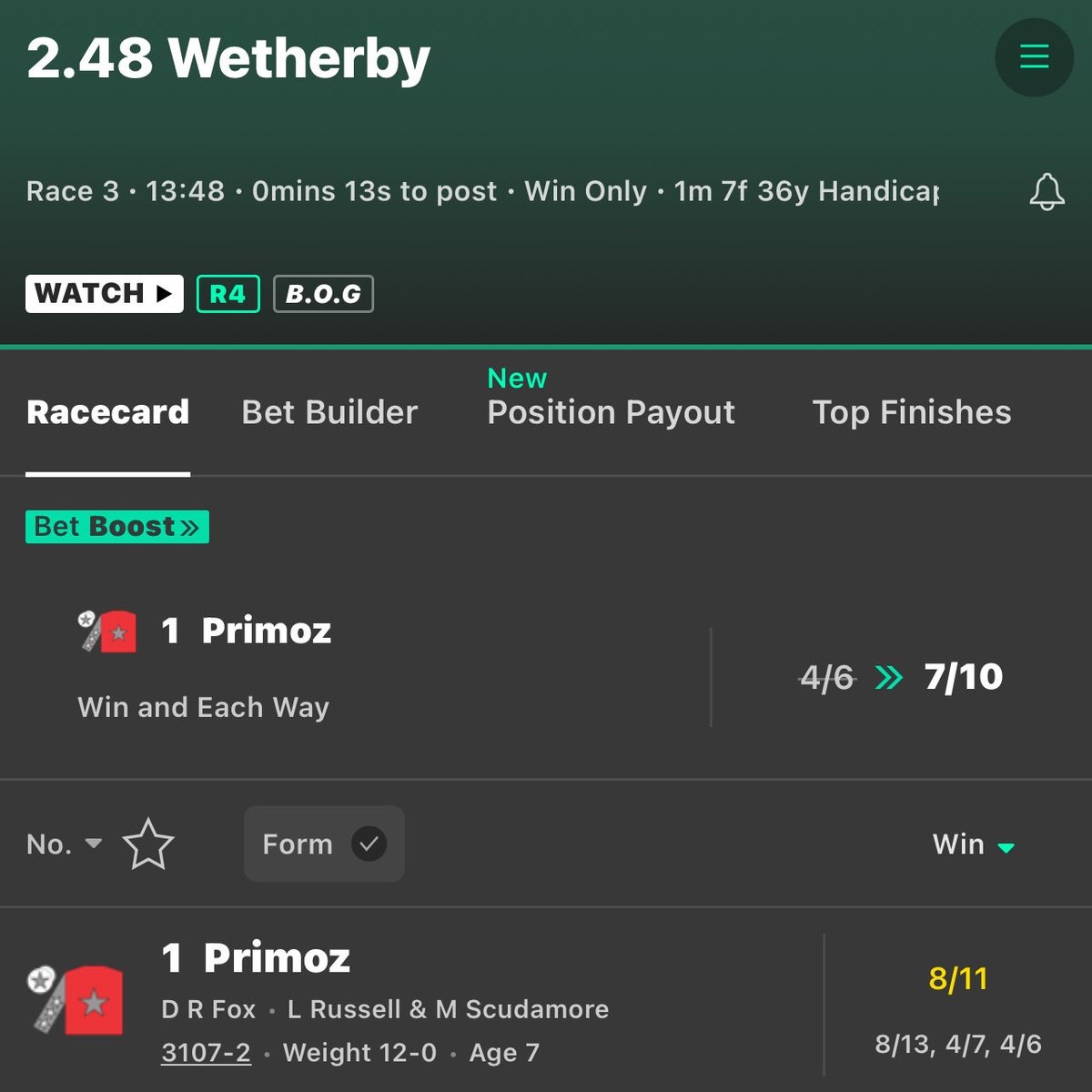 Such a quality bet boost this <a href="/bet365/">bet365</a> 🤯
Who makes this drivel up in a 4 runner race
#Wetherbyraces
