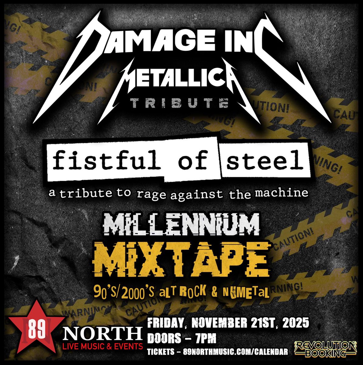 damageincny's tweet photo. November 21 we’re bringing our Metallica mayhem back to @89northmusic  with Fistful of Steel and Millenium Mix Tape.  

#Metallica  #metallicatribute #metal #rageagainstthemachine  #LiveMusic  #patchogue #ny #longisland #killemall #masterofpuppets https://t.co/p79PYYrOjM