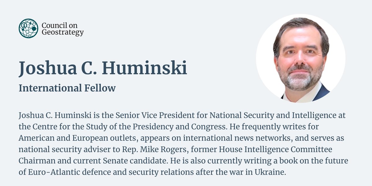 ConGeostrategy's tweet image. The Council on Geostrategy is excited to announce that @joshuachuminski is joining us as an International Fellow!

🔗 Read the full announcement here: geostrategy.org.uk/news/new-inter…