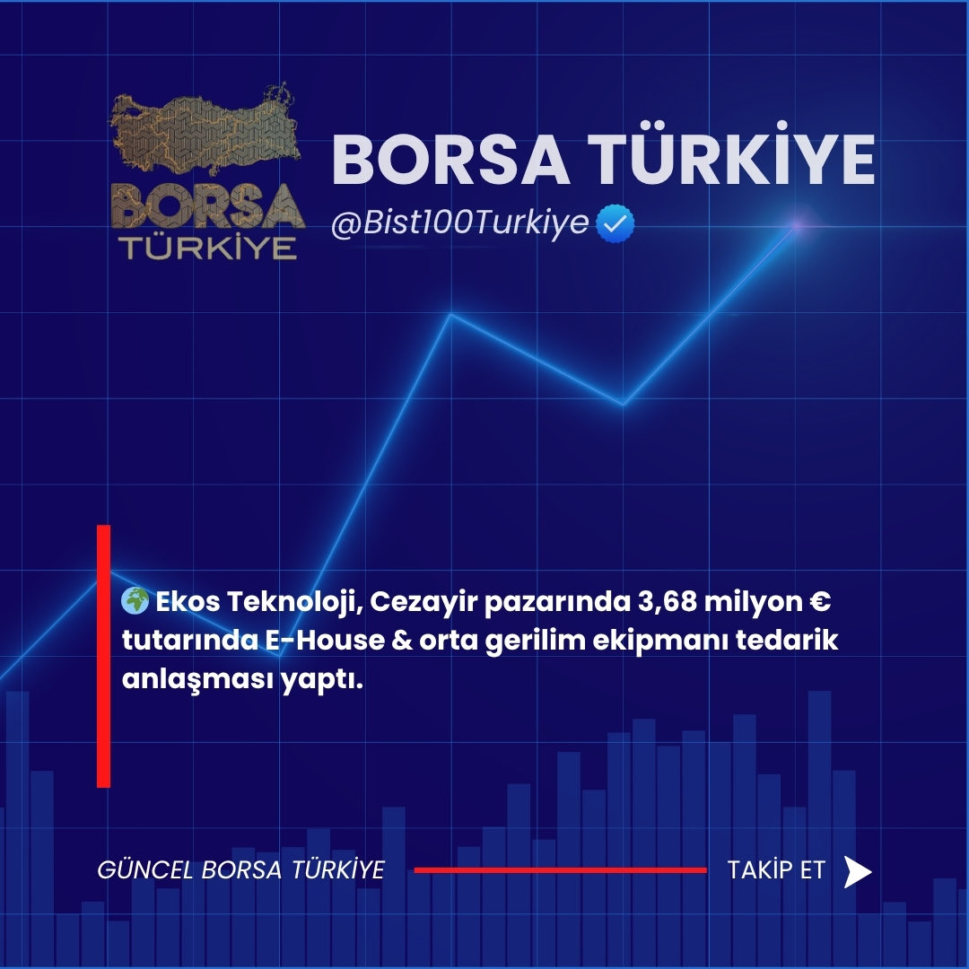 🌍 Ekos Teknoloji, Cezayir pazarında 3,68 milyon € tutarında E-House &amp; orta gerilim ekipmanı tedarik anlaşması yaptı.
#Ekos