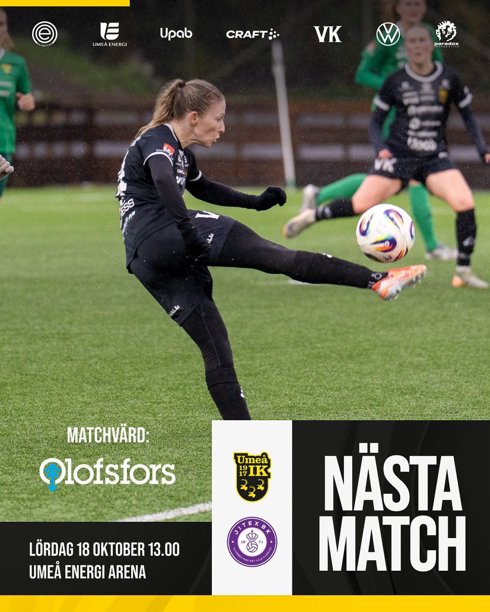 Hemmamatch på lördag <a href="/Umeaenergi/">Umeå Energi</a> arena kl 13.00.

Matchvärd Olofsfors

<a href="/PdxInteractive/">Paradox Interactive</a> <a href="/_Elitettan/">Elitettan</a>