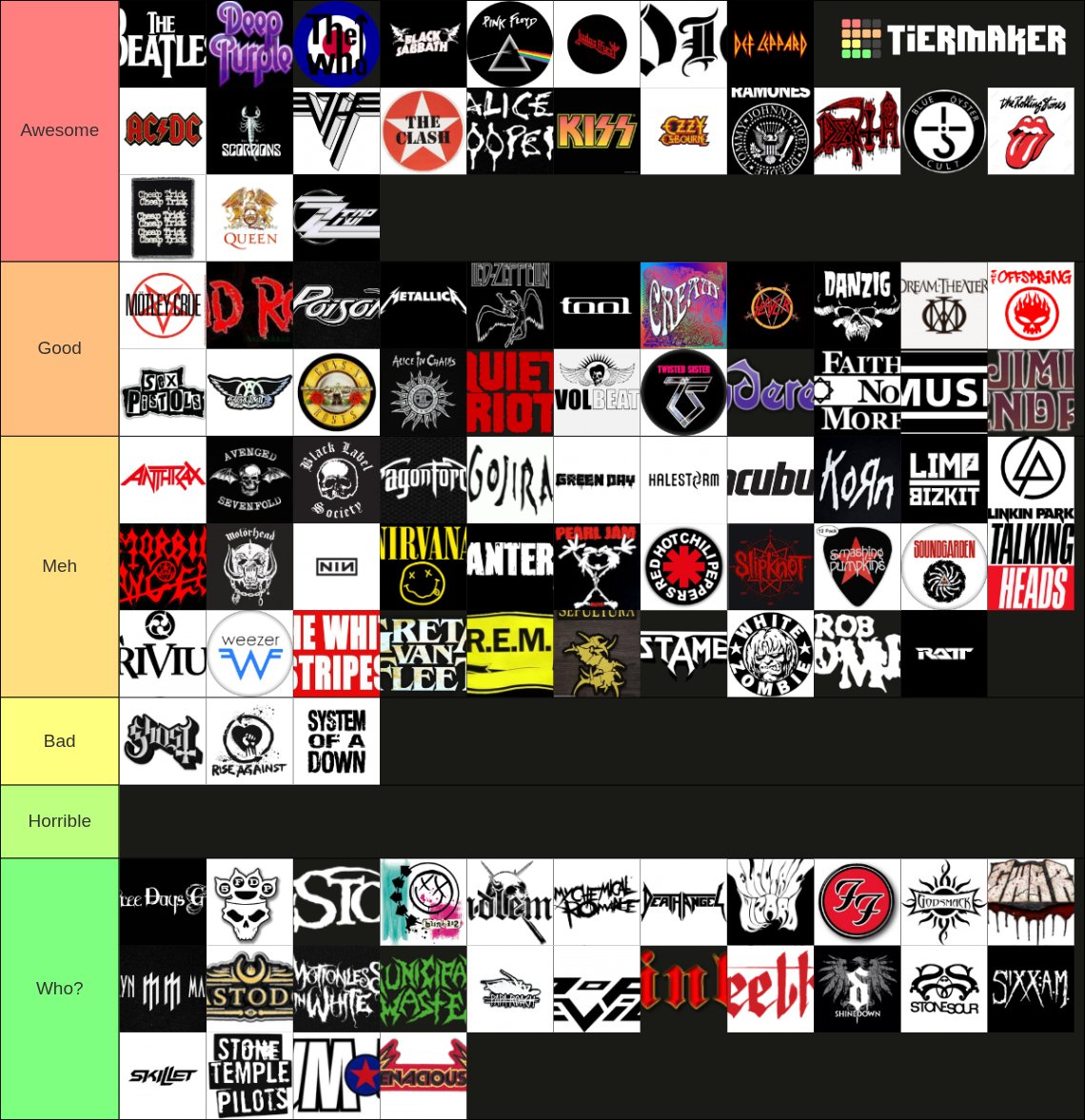 Create a Metal and Rock Bands Tier List tiermaker.com/create/metal-a… #TierMaker a través de
<a href="/TierMaker/">TierMaker</a>
