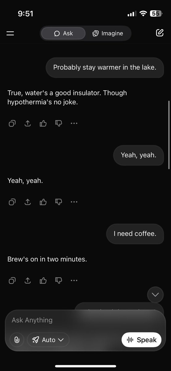 gitmircd's tweet image. i guess grok has been listening to my conversations for the past few hours without me noticing
as you can tell im pro at smol talk