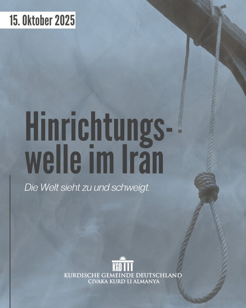 KGDOnline's tweet image. Im Iran ist eine staatlich orchestrierte Tötungsmaschine am Werk. Innerhalb von drei Tagen wurden 26 Menschen hingerichtet, innerhalb von drei Wochen 170 und seit Jahresbeginn über 1.200.
Ein Drittel der Opfer sind Kurdinnen und Kurden. Sie werden gezielt verfolgt, weil sie…