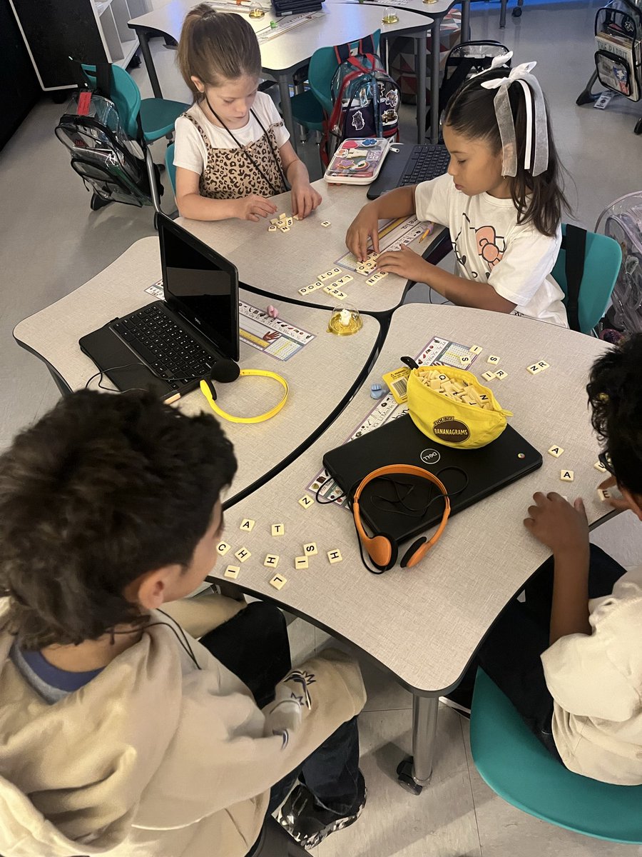 Introduced bananagrams into intervention stations today! Students use random letters and each others words to spell new words! They loved it! #Room5 #PatlanMatadors