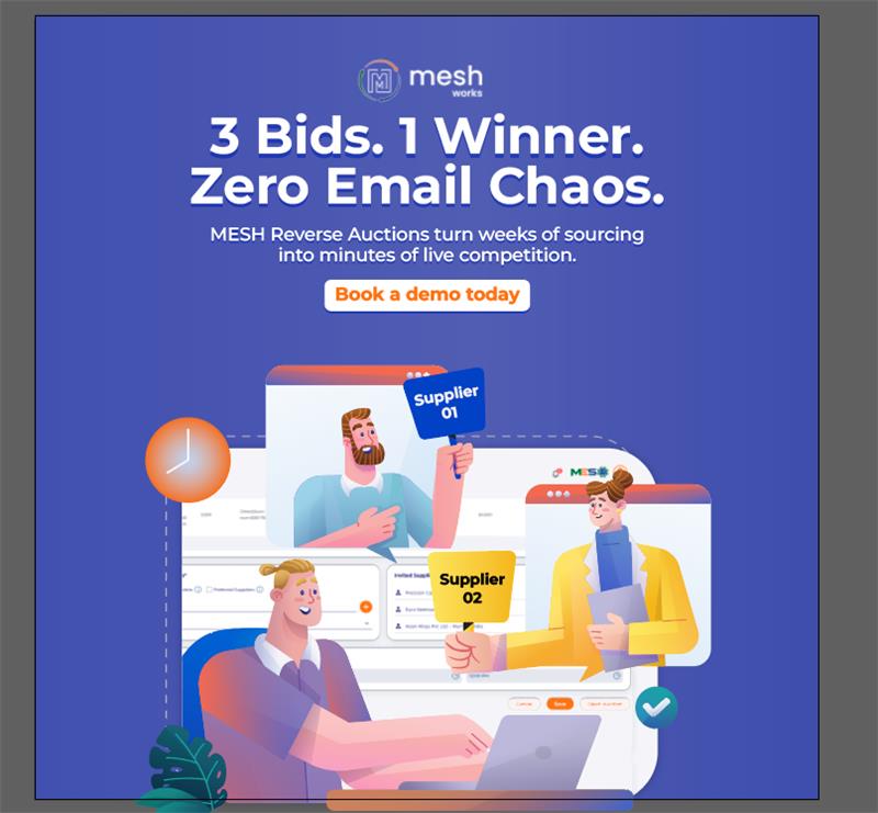 MESHsourcing's tweet image. Real procurement teams. Real results.

💰 $400K saved on tooling
⚙️ 14% cost reduction in die-casting
💳 7% savings via better terms

Reverse Auctions on MESH Works deliver measurable impact.

Book your demo 👉 meshworks.com/contact-us/

#MESHWorks #ReverseAuction #Procurement