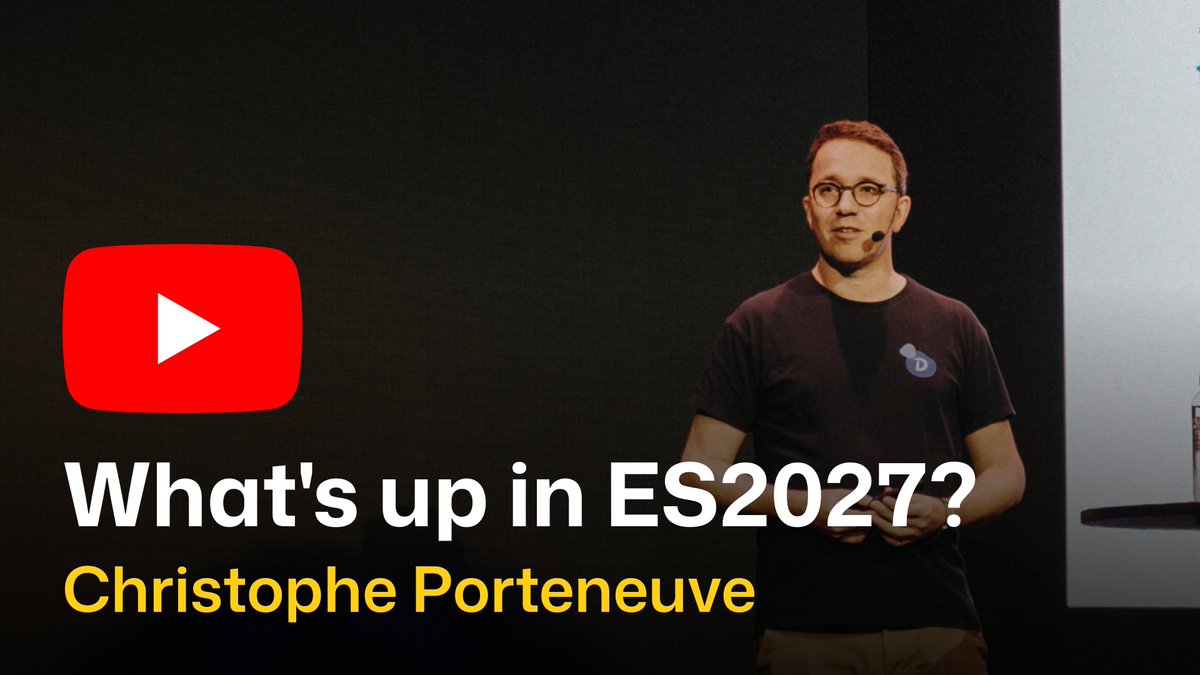 nordicjs's tweet image. “Friends don’t let friends build calendars”
Christophe Porteneuve @porteneuve in "What’s up in ES2027? A fast-forward look at the next wave of JavaScript features we’ll be playing with soon"
youtu.be/aNekr_WyxM0