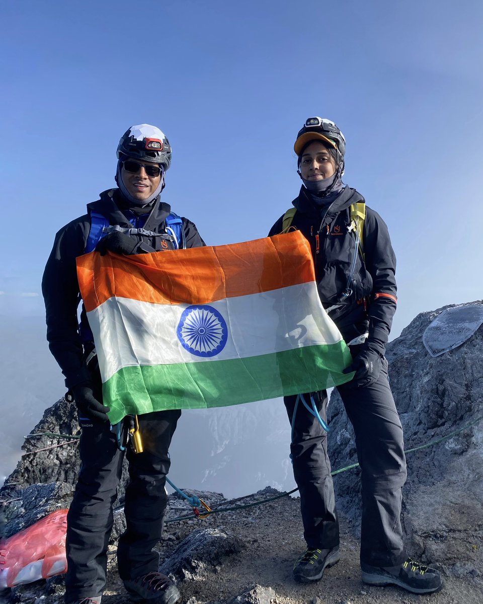 Father and daughter summit the highest mountain in Oceania. Huge congratulations to Nisha Sasikumar and Sasikumar Gendham who have just summitted Carstensz Pyramid with us!

The father and daughter from Chennai, India, summitted on October 14th. Nisha becomes the youngest Indian
