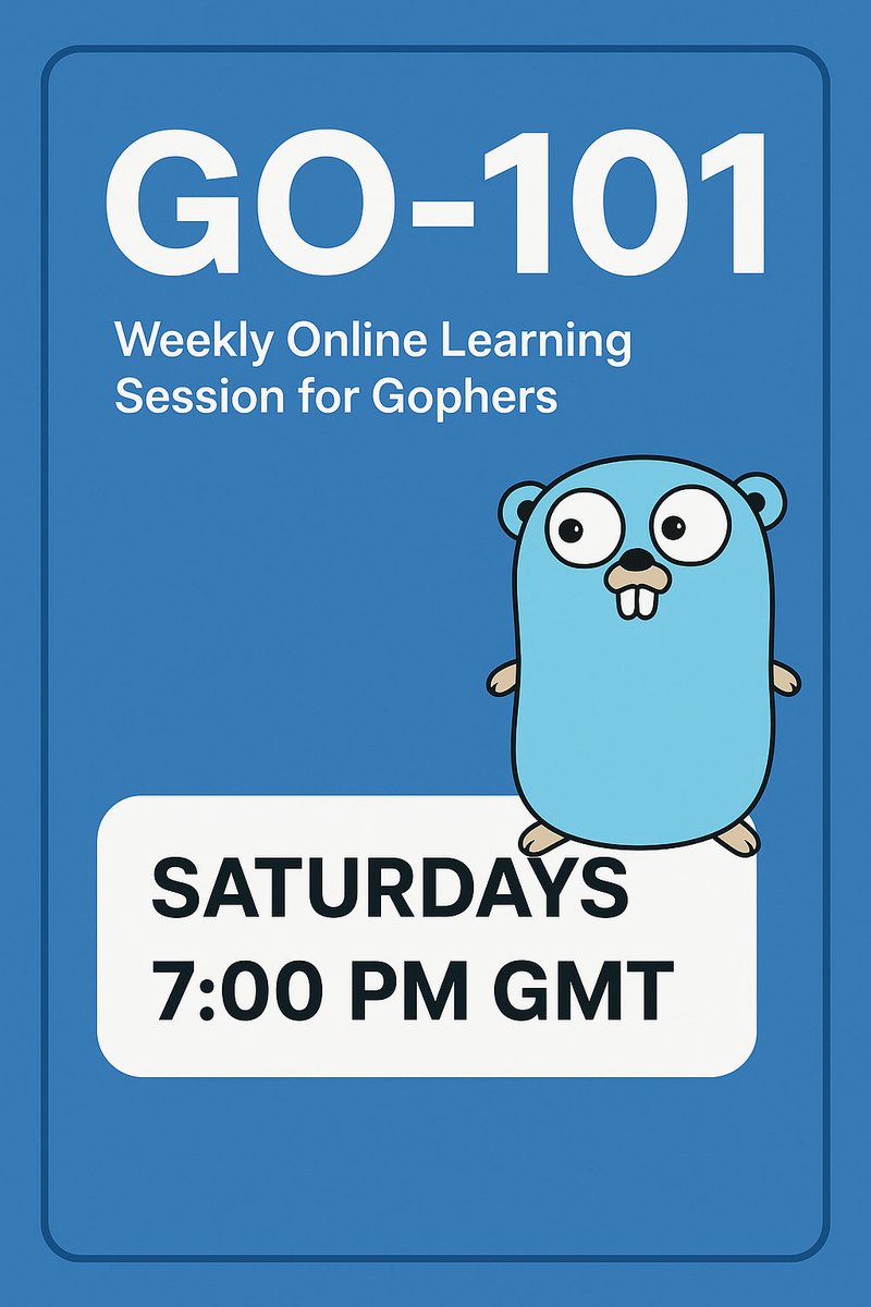 GolangGhana's tweet image. Your weekly dose of Go!
join our weekly learning sessions this and every Saturday at 7PM GMT
Be sure to register to join us on discord at golang-ghana.org
