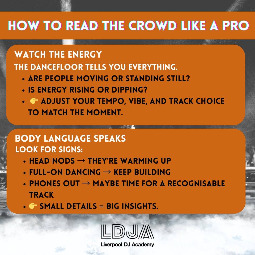 learn2DJlpool's tweet image. How to read the crowd like a pro 🎧

Get more advice and tips in our DJing lessons - ldja.co.uk/shop

#DJ #DJing