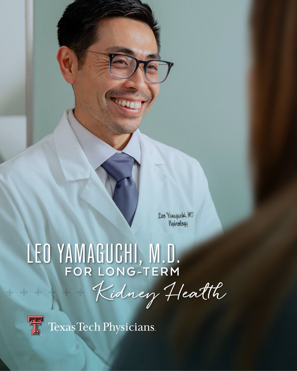 #TexasTechPhysicians nephrologist Leo Yamaguchi, M.D., has expanded his services to the #Lamesa community. #RuralHealth

📣 Accepting new patients!
📍 Medical Arts Specialty Annex 
1016 N 17TH ST, Lamesa, TX 79331
📞 Call the Lamesa chronic kidney disease clinic 806.743.3150