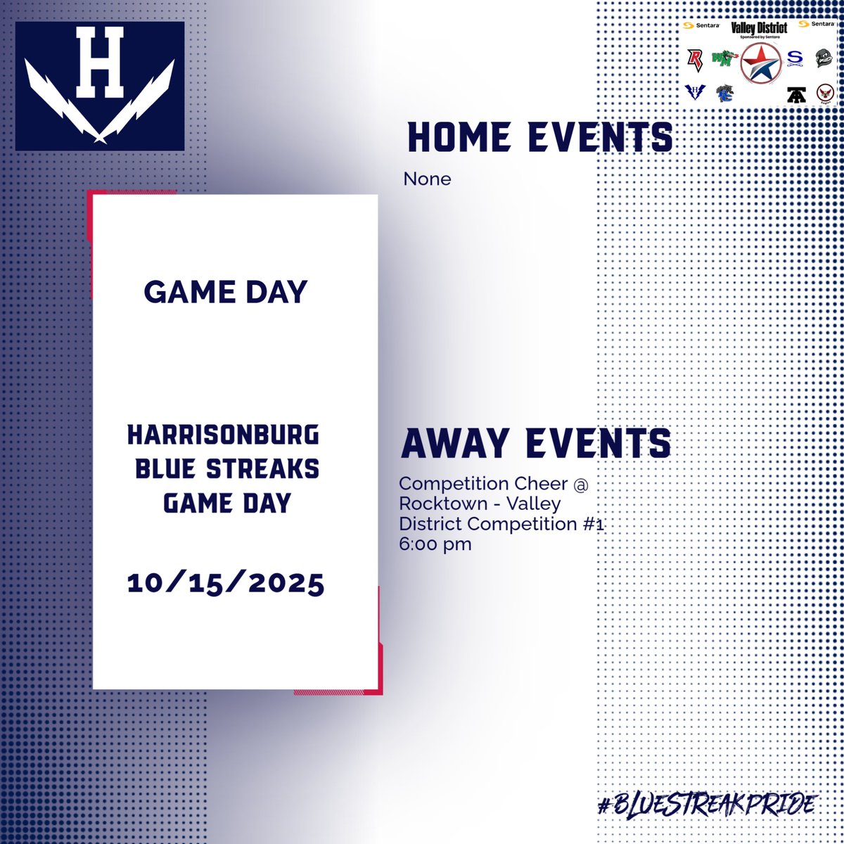HHS_BlueStreaks's tweet image. Good luck to the competition cheer team competing in the first Valley District Competition tonight at Rocktown! #BlueStreakPride