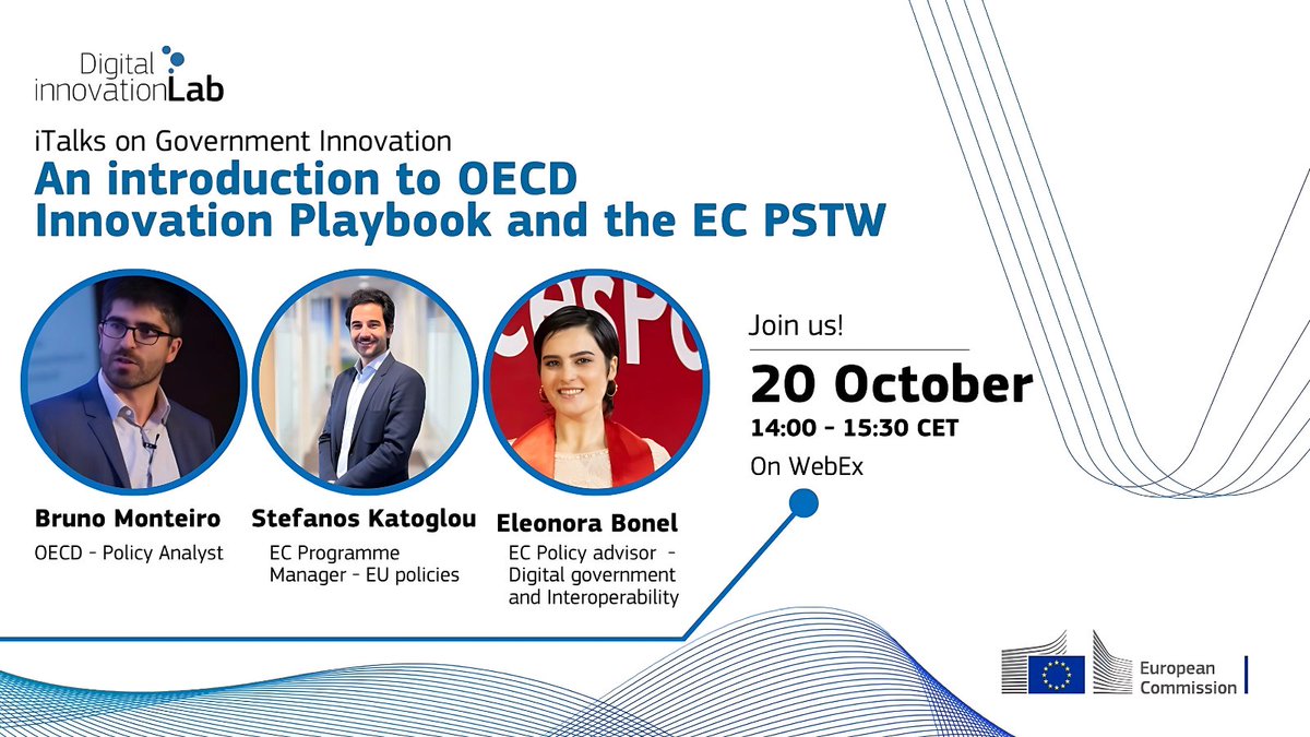 InteroperableEU's tweet image. 5 days to go until the #iLab💻online introduction event on the #PublicSectorWatch and the @OECD #InnovationPlaybook!

Register for this event in which technology meets strategic innovation to enhance the public Sector and its services!

👉link.europa.eu/M9yc9V