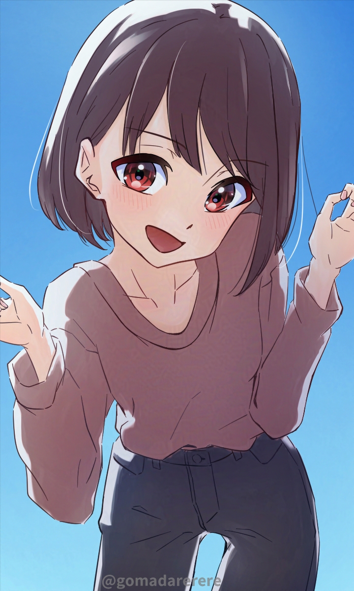 ジーンズ茶髪ショート女の子！かわいく描けました！
#イラスト #秋の創作クラスタフォロー祭り