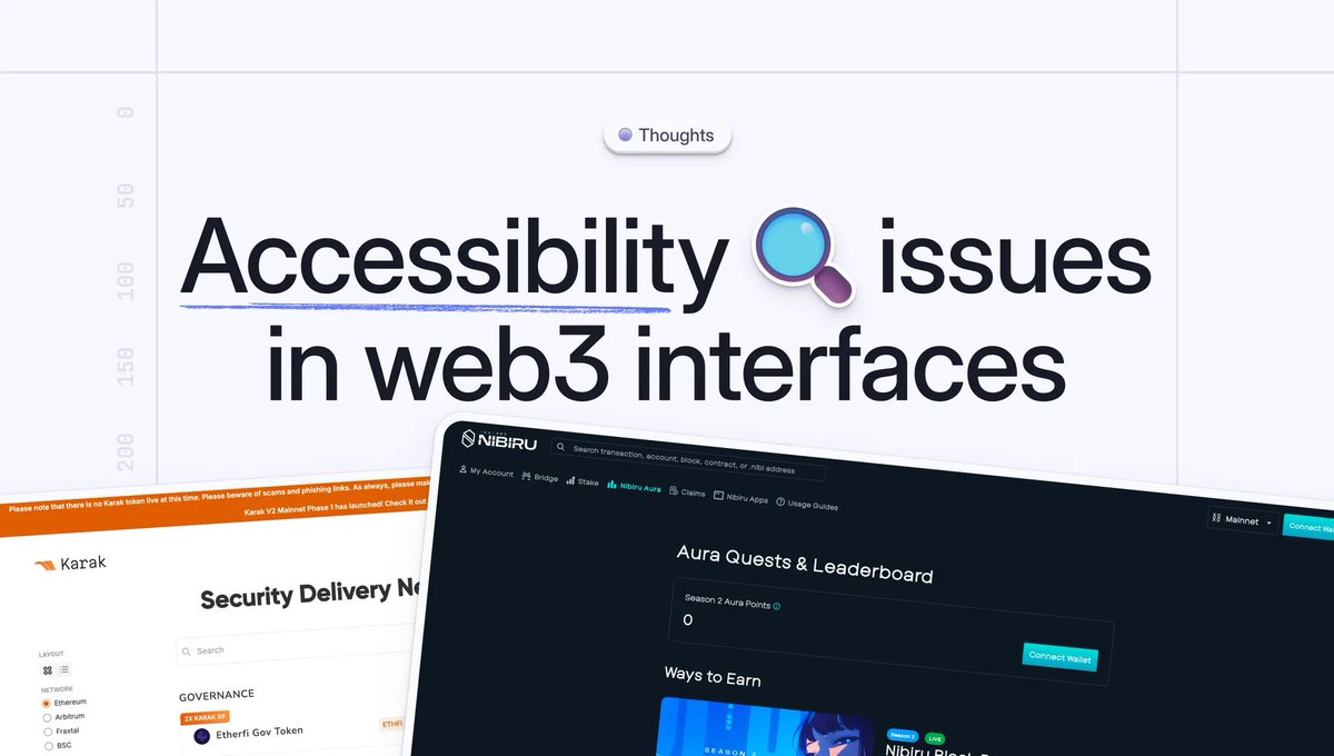 alexandroff_h's tweet image. Web3 designers are so obsessed with looking &quot;futuristic&quot; that they forgot people still need to use their apps.

Every other crypto interface:

→ Gradients on gradients

→ Glowing effects everywhere

→ 8px font size (because cyberpunk)

→ 16px tap hitbox on mobile

→ Color…