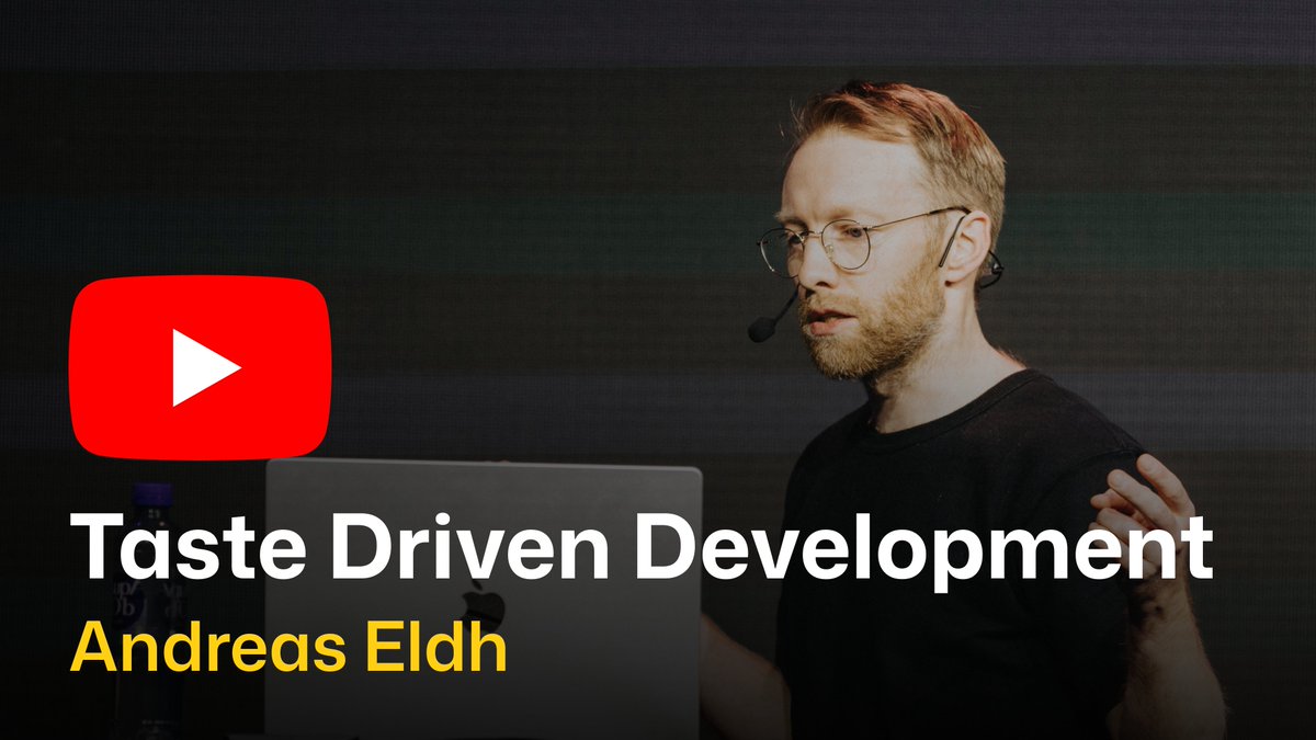 nordicjs's tweet image. "Great products don’t just work, they feel right."
- Andreas Eldh @eldh from @linear explores the softer side of software in Taste Driven Development.
youtu.be/Z0xSjY95Hcc