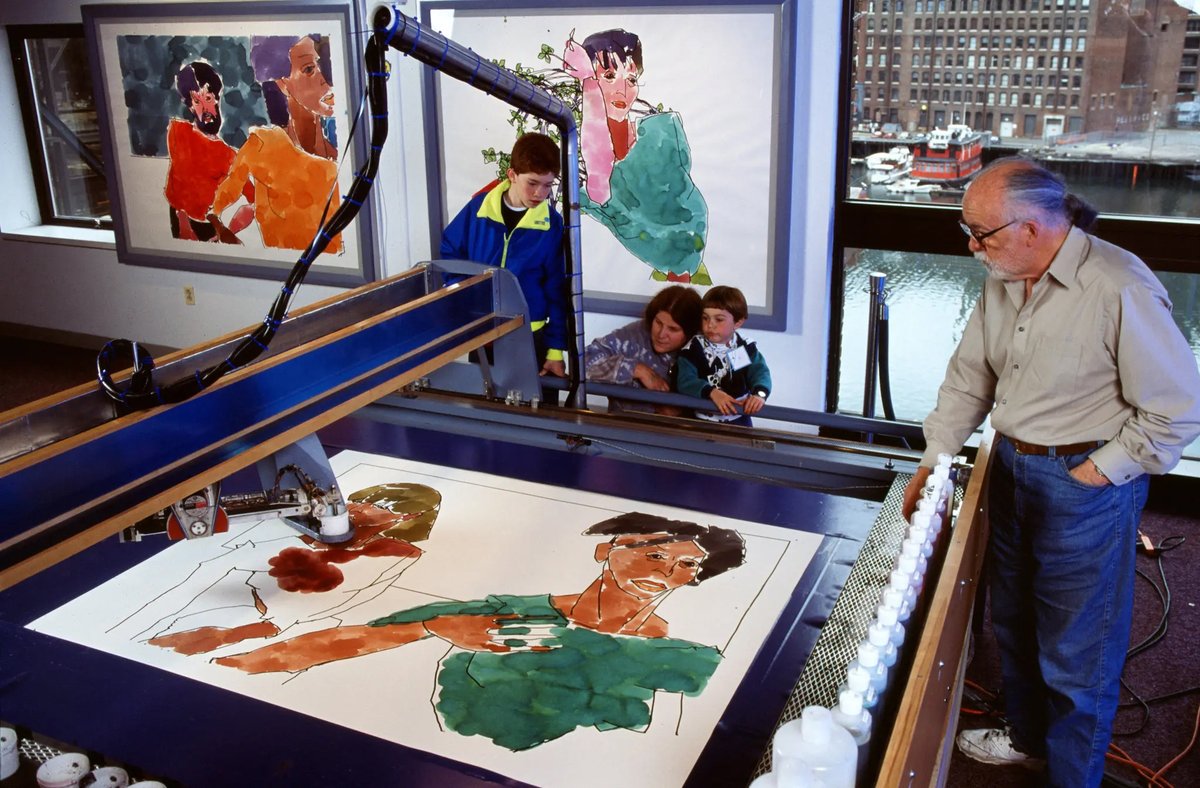 🫴Artists You Need to Know: Harold Cohen

Harold Cohen (1928–2016) is widely recognized as a pioneer of AI art.

Starting in the late 1960s, he built AARON, a system that draws and paints autonomously, using rules that mimic how an artist thinks: from lines to shapes to figures.