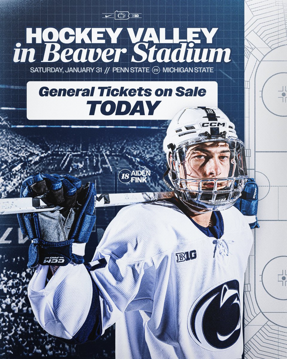 🚨 ON SALE NOW 🚨

Get your tickets TODAY for #HockeyValley in Beaver Stadium 🏟️ 

🗓️ Saturday, January 31, 2026

Penn State vs. Michigan State 🏒 

🎟️🎟️ gopsu.us/BeaverStadiumH…

#WeAre