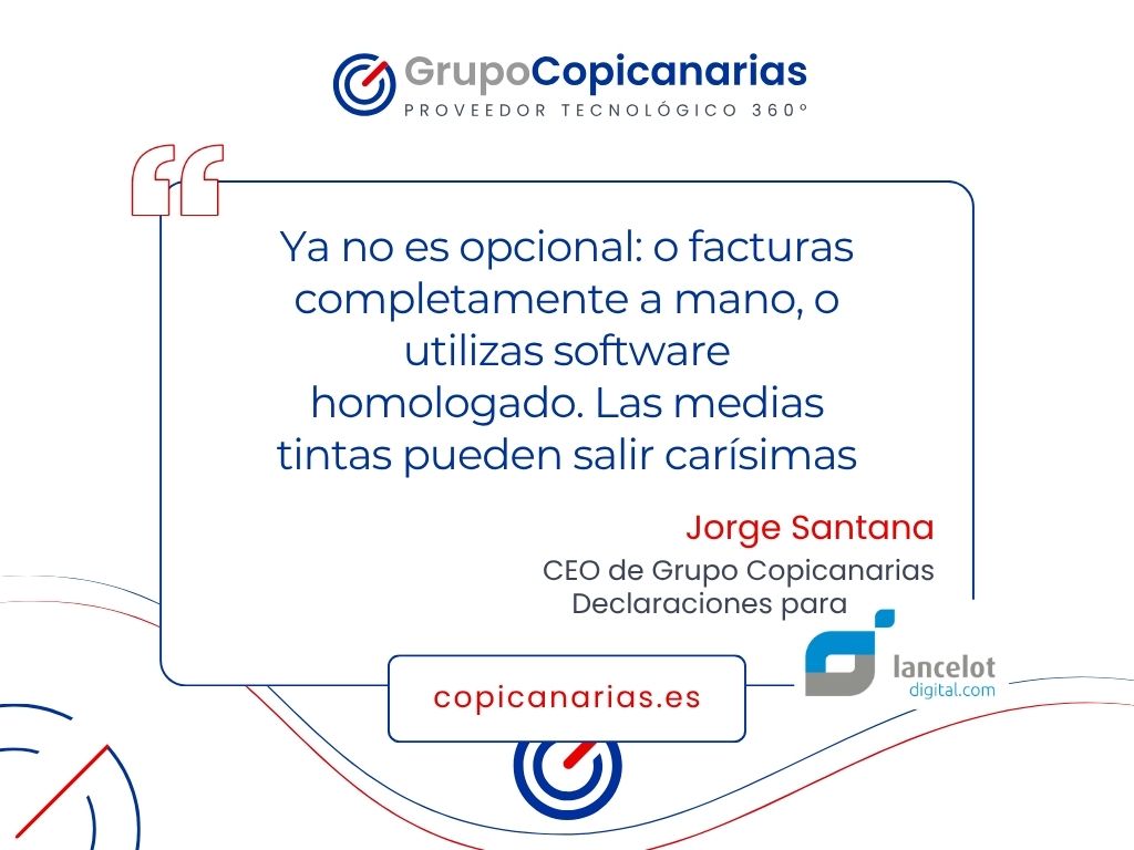 💬 “Ya no es opcional: o facturas completamente a mano, o utilizas software homologado. Las medias tintas pueden salir carísimas” — Jorge Santana, CEO de <a href="/Copicanarias/">Copicanarias</a> desvela en 📰 <a href="/LancelotMedios/">Lancelot Medios</a> las claves de la nueva #LeyAntifraude.

🔗 lancelotdigital.com/otras-noticias…

#VeriFactu
