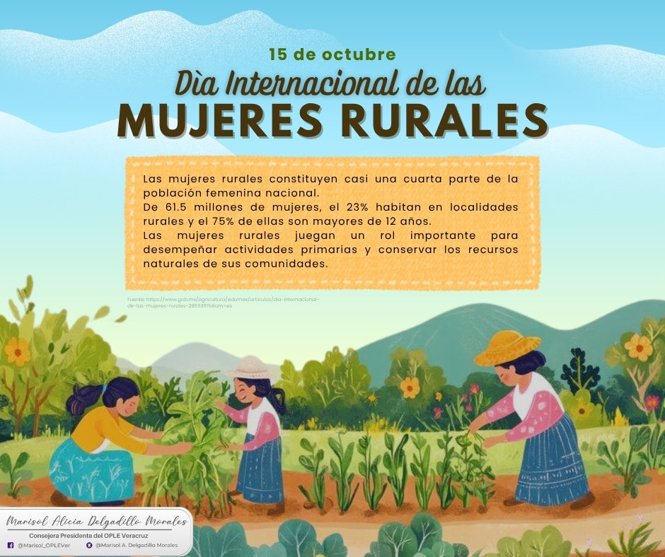El 15 de octubre conmemoramos el Día Internacional de las Mujeres Rurales, establecido por la Asamblea General de la ONU para reconocer su valiosa contribución al desarrollo y bienestar de las comunidades rurales. 👩🏼‍🌾👩🏾‍🌾🌾
#DíaDeLasMujeresRurales