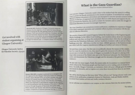 Glasgow Friends of Israel (@glasgowfoi) on Twitter photo The deeply racist "Gaza Guardian" is a publication of students at <a href="/UofGlasgow/">University of Glasgow</a>. It breaches the Terrorism Act and advocates making the university 'Judenrein', as well as openly supporting and encouraging violence. The deeply racist "Gaza Guardian" is a publication of students at <a href="/UofGlasgow/">University of Glasgow</a>. It breaches the Terrorism Act and advocates making the university 'Judenrein', as well as openly supporting and encouraging violence.