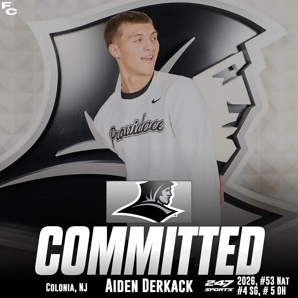 NEWS: C/O 2026 four-star, Aiden Derkack, has committed to Providence!

Derkack, a top 60 recruit per 24/7 Sports currently plays for SPIRE Academy and heralds from Colonia, New Jersey.

Derkack chooses the Friars over USC and Dayton.

Welcome to Friartown, Aiden!

#gofriars