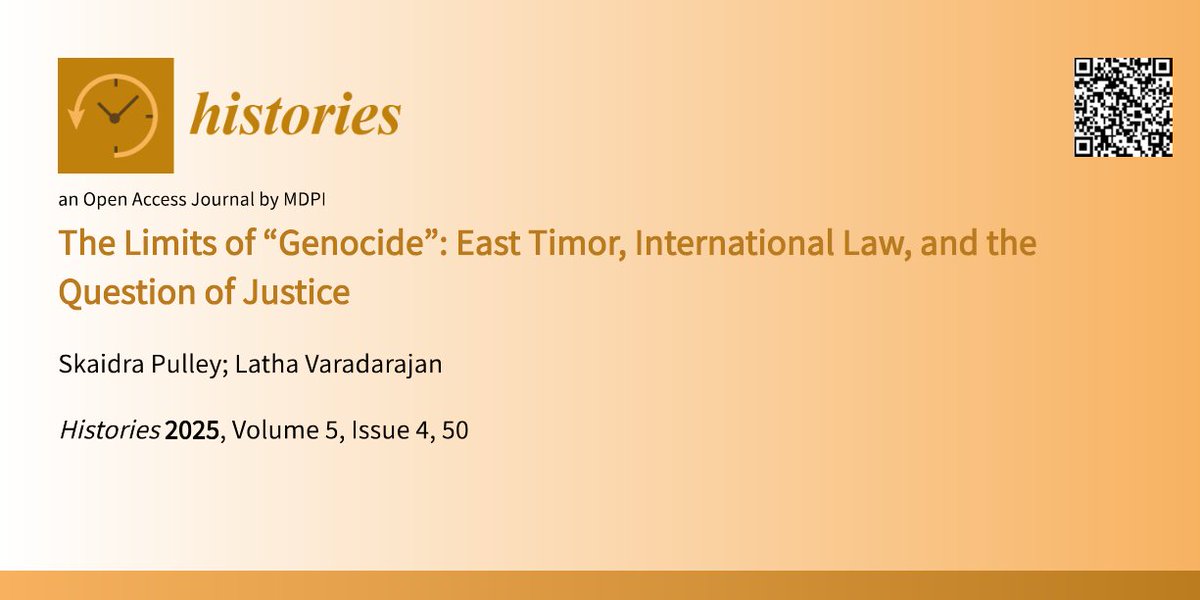 🔸 The 20-year #Indonesia occupation of #EastTimor sparks debate in #GenocideStudies—genocide or not? This article challenges the concept of genocide itself, revealing its limits within global legal systems rooted in #imperialism.

📖 Read more: brnw.ch/21wWE13