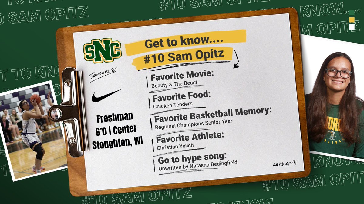 Our 2nd new face for the 25-26 season is Freshman, Sam Opitz from Stoughton High School!  🟢⚜️🟡 
#GoGreenKnights