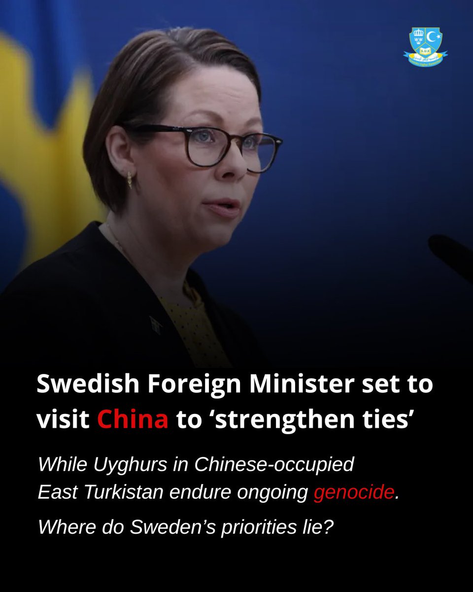 Sweden’s FM <a href="/MariaStenergard/">Maria M Stenergard</a> is set to visit China (Oct 16–17) to “strengthen dialogue” and “expand cooperation” with the same regime that occupies a nation, commits genocide, and calls it governance. 

What legitimacy does dialogue hold when it ignores the suffering of millions?