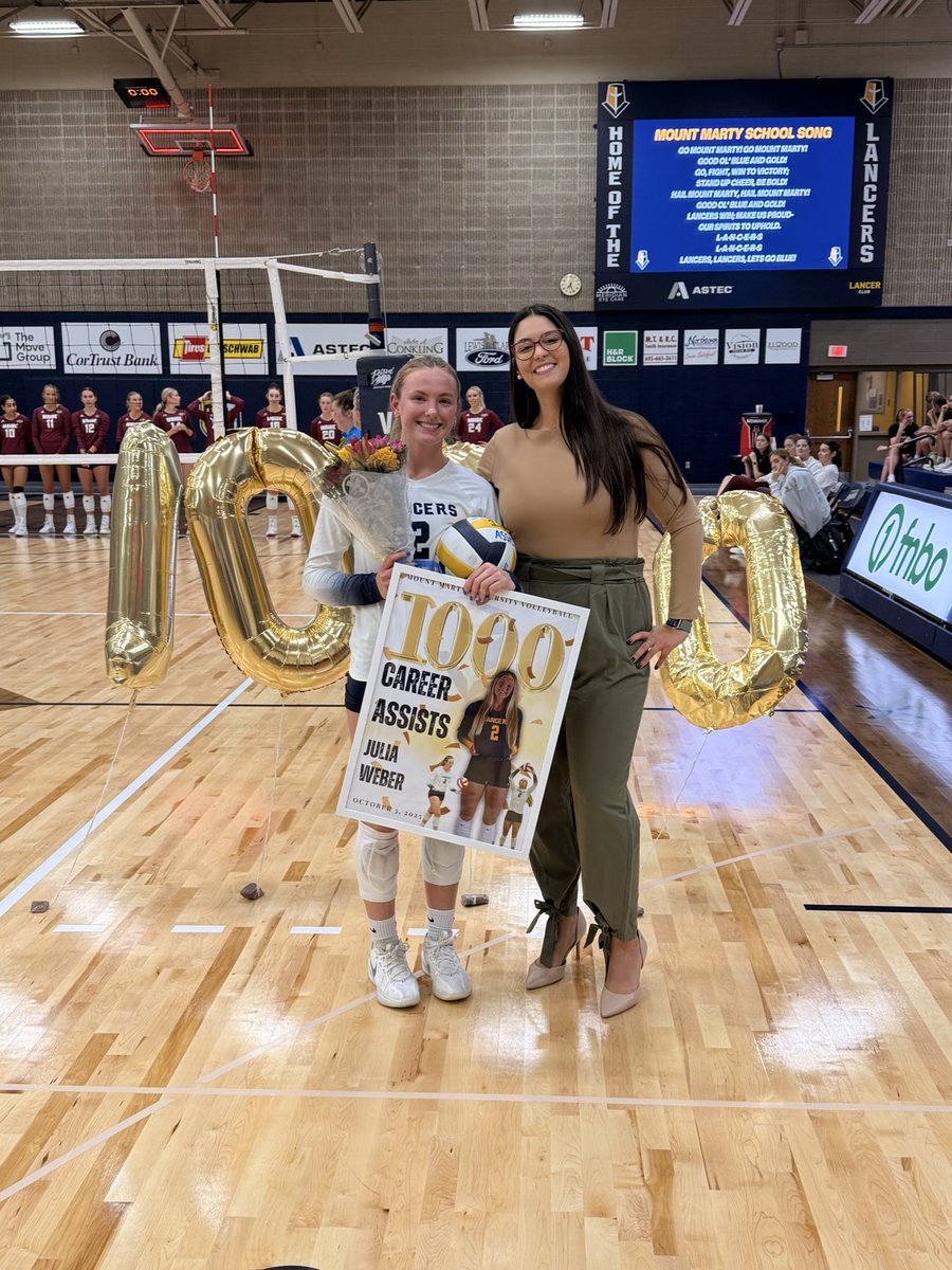 Before our home match against Morningside, we honored Julia Weber for surpassing 1,000 assists. We are so happy you are a Lancer 🙌🏽💙

#GoLancers