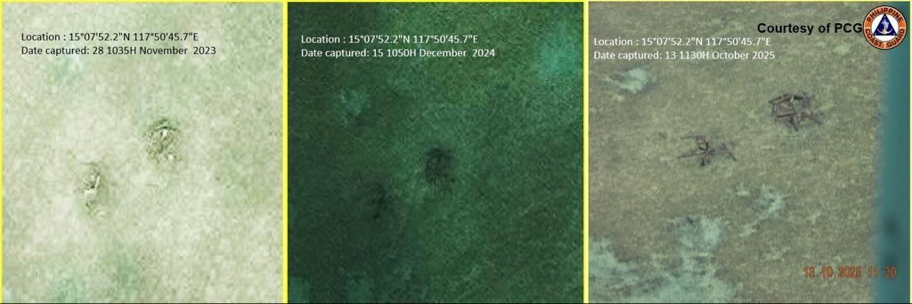 The Philippine Coast Guard confirmed using satellite imagery that the structures sighted in Bajo de Masinloc were not recently constructed.
