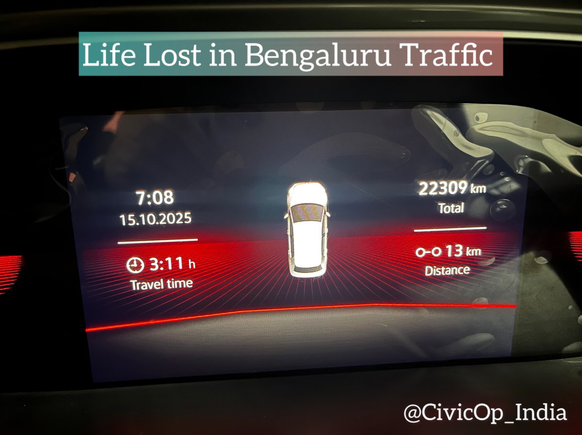 3 hours 11 minutes to travel just 13 km on Outer Ring Road, Bengaluru.
The time we lose in Bengaluru traffic will never come back.
<a href="/blrcitytraffic/">ಬೆಂಗಳೂರು ಸಂಚಾರ ಪೊಲೀಸ್ BengaluruTrafficPolice</a>
#BengaluruTraffic