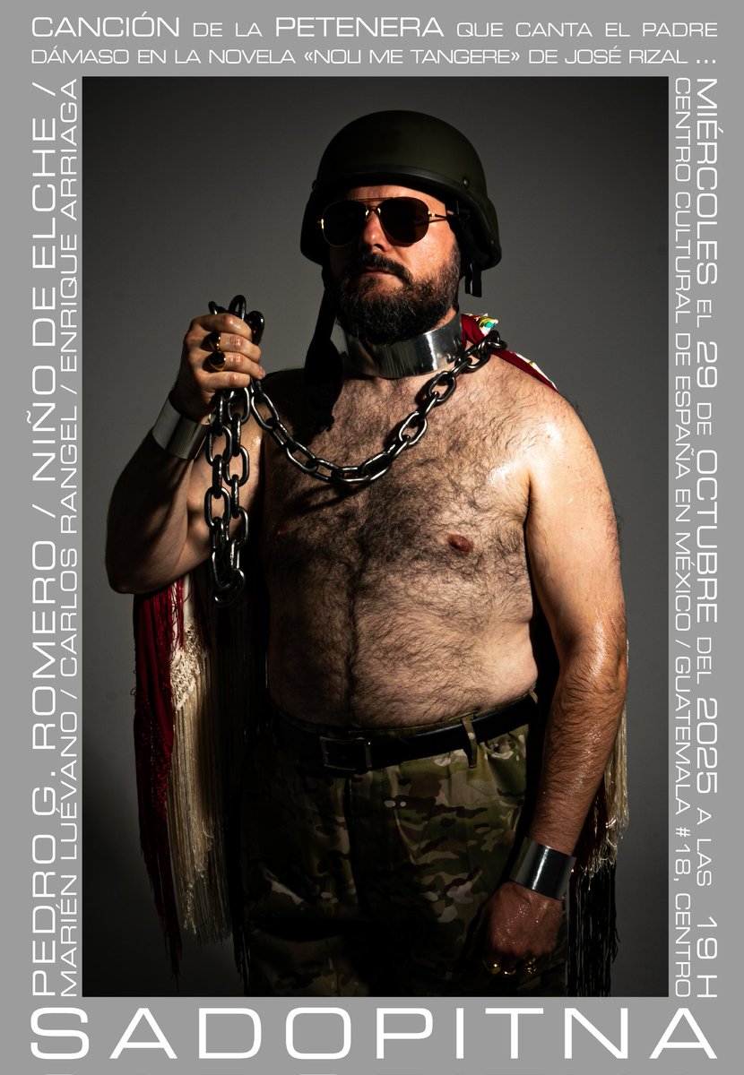 🎭 Performance inaugural: sadopitnA
Canción de la petenera que canta...

Niño de Elche 🇪🇸 y Pedro G. Romero 🇪🇸 presentan una pieza inspirada en Noli me tangere de José Rizal, donde la petenera se convierte en un eco de libertad y deseo de emancipación.

Con Carlos Rangel, Marién