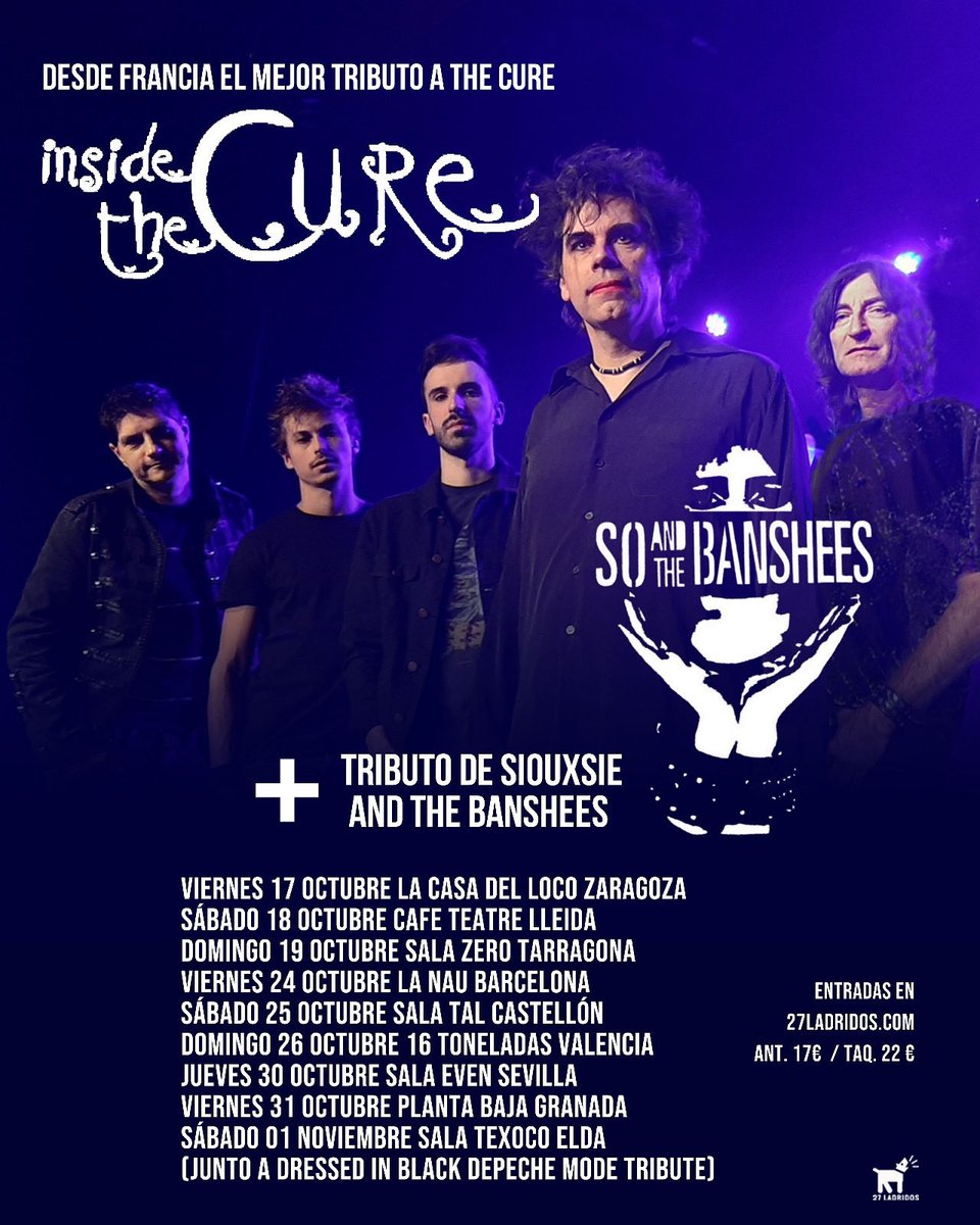El grupo tributo francés “Inside The Cure” estará estos próximos días de gira por España! 

Os lo recomendamos desde HispaCure. The Cure Spain - The Cure España 👍🏻

<a href="/27_Ladridos/">ıllıllı 27 LADRIDOS ıllıllı</a>