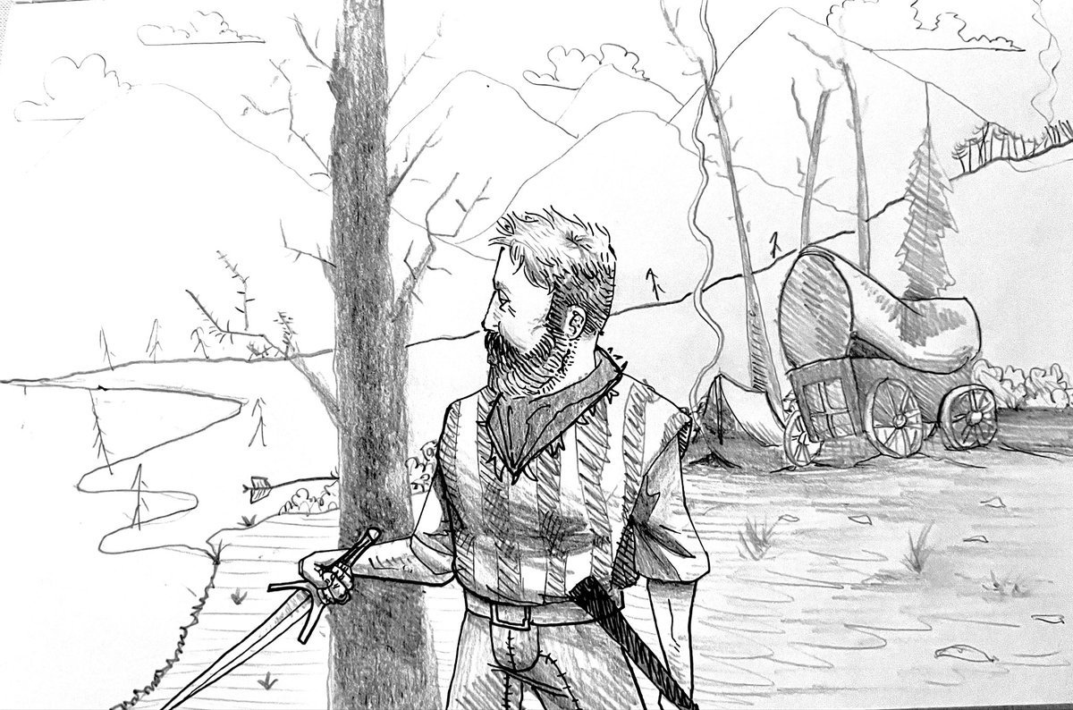 Logart_IF's tweet photo. Hello! I’m Logart, I make art with ink on paper. My interests include cowboys and knights, I also specialize in concept &amp; character design. #PortfolioDay https://t.co/jAvRjFs9P7