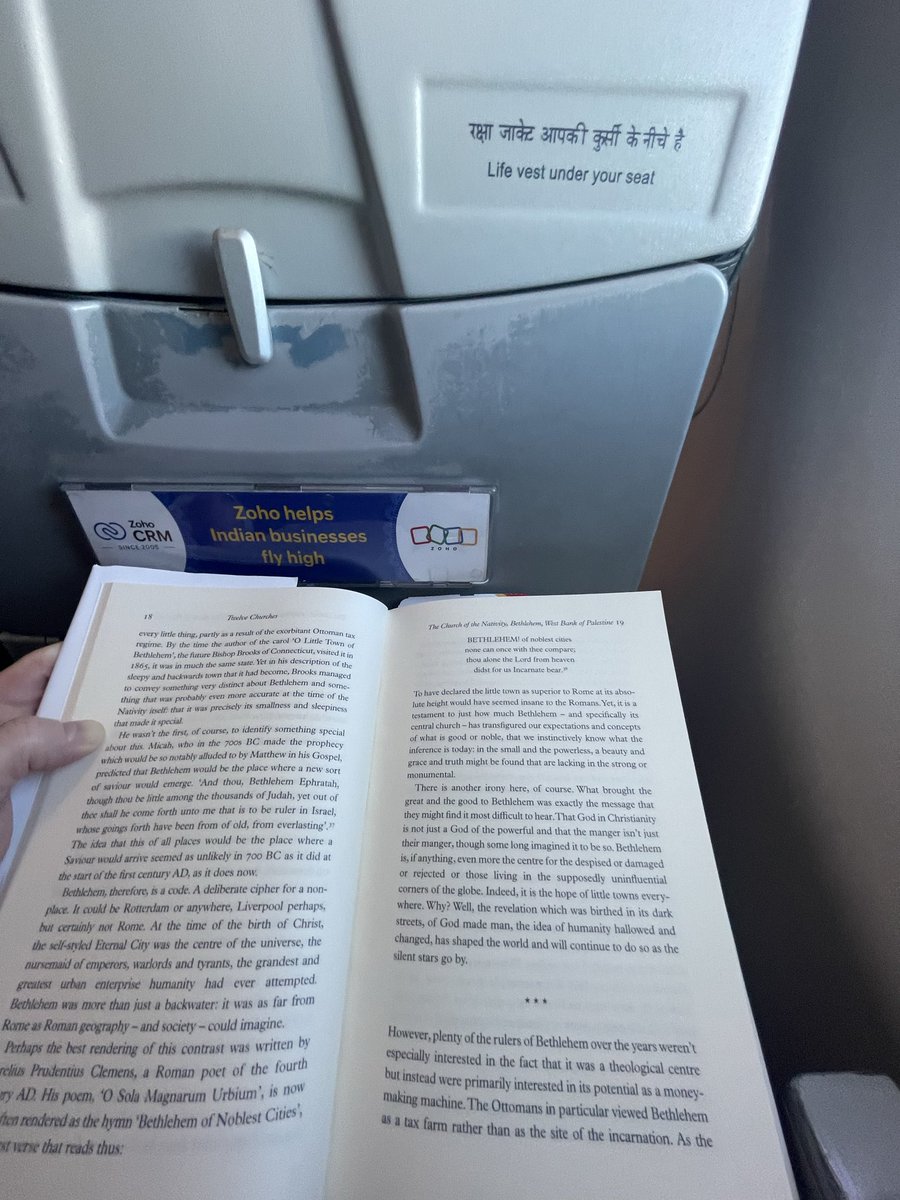 Can recommend  ‘12 Churches…’ latest book by <a href="/_F_B_G_/">Fergus Butler-Gallie</a> seen here at ~12000m between Mumbai and Delhi, moments before being strangely moved by Gemma Collins. (Not a phrase I ever thought I’d write). Buy the book to find out why…