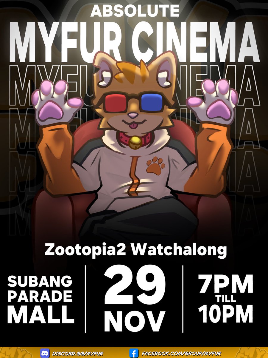 MYFur_Official's tweet image. 🎬 MYFur Cinema Meet 2 - Zootopia 2 🦊🐰

Heyy friends!!! Are you ready for another Myfur Cinema Meet? What? You want more than just a movie? Well we’ve got you covered! 

Registration is now open!!
 forms.gle/XHs4KZcff2UwLz…

For more info please refer to our discord server :3