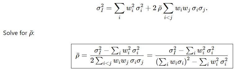 5/ While it's a complicated LOOKING formula, implied correlation is the value p that solves the following equation: