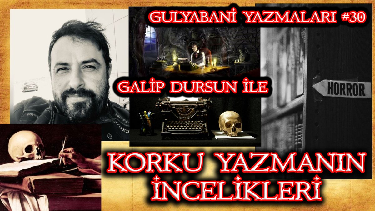Cuma akşamı (17 Ekim) saat 22.00'da YouTube kanalımda (YT: SonGulyabani) canlı yayın var! "Gerisi Hikaye" ve "Anadolu Korku Öyküleri"nden tanıdığımız Galip Dursun'u ( <a href="/gdursun/">Galip Dursun</a> ) kanalımda ağırlıyorum. Birlikte "Korku Yazmanın İncelikleri" konuşacağız. Yayında görüşürüz^^