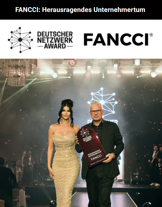 "Herausragendes Unternehmertum": FANCCI erhält Trophäe des deutschen Netzwerk Awards.

Für alle, die den heutigen FANCCI Newsletter nicht empfangen haben, hier der Web-Link zur deutschen Version: 
tc993e73d.emailsys1a.net/mailing/227/86…