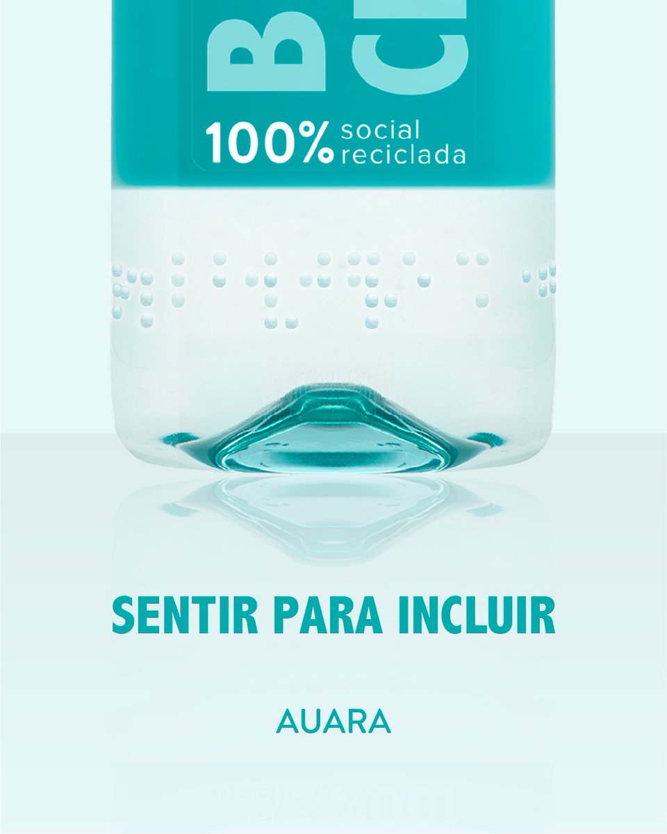 100% Social
100% Reciclada
100% Inclusiva

En 2018 integramos el sistema braille de lectura en el packaging de nuestras botellas de agua. Queremos que la historia de AUARA llegue a todos, y hacerla accesible para quienes tienen visibilidad reducida es una de las mejores formas de