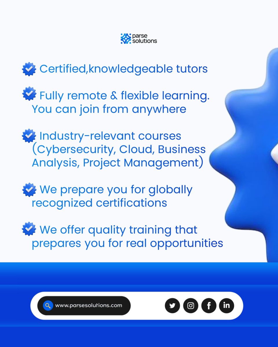 ParseSolutions's tweet image. Your tech journey deserves the best, and that’s why Parse Solutions is here for you!💙
.
.
.
.
.
#parsesolutions #careertransition #techskills #remotelearning #growthmindset #learnwithus