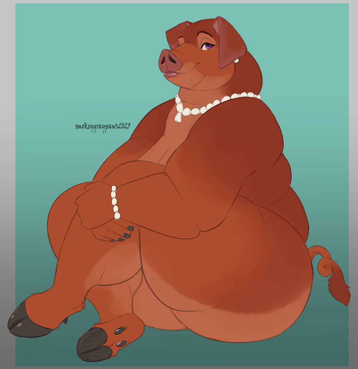 I have  a huge soft spot for piggy OCS, they are  so cute! So I had to draw the lovely  Ima :3c  a  little (LATE) bday gift for my friend

@/palehorntea.bsky.social!