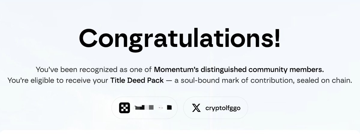 里奇 (@cryptolfggo) on Twitter photo Momentum <a href="/MMTFinance/">MomentumⓂ️Ⓜ️T</a> 的 deed NFT 来了,可以查一下有没有资格:
deed.mmt.finance/check-eligibil… Momentum <a href="/MMTFinance/">MomentumⓂ️Ⓜ️T</a> 的 deed NFT 来了,可以查一下有没有资格:
deed.mmt.finance/check-eligibil…