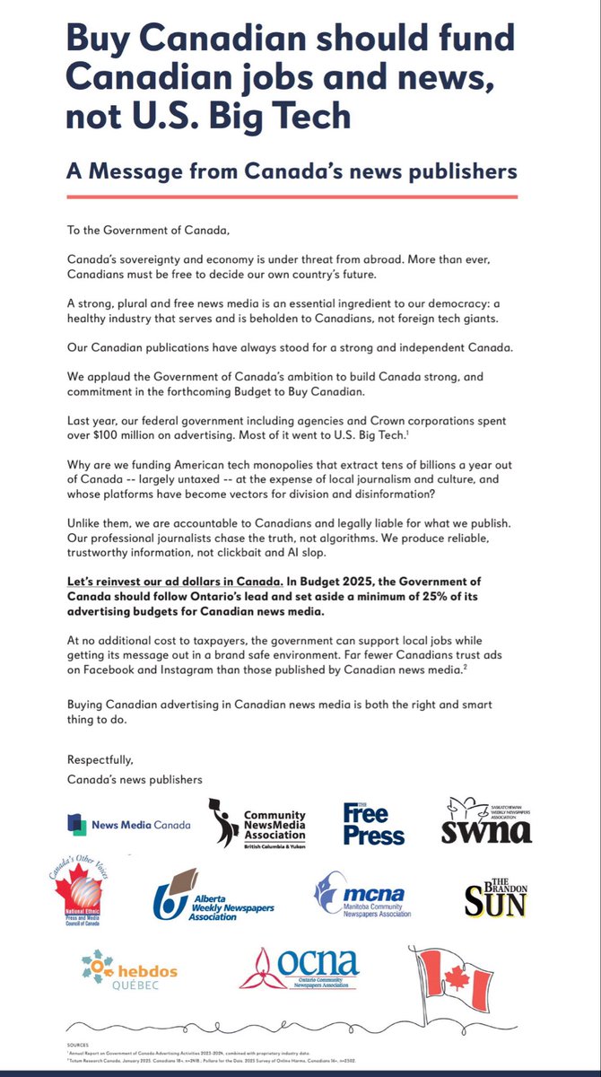 In today’s <a href="/thebrandonsun/">The Brandon Sun 🇨🇦</a>, a message to the federal government. #newspapers #journalism