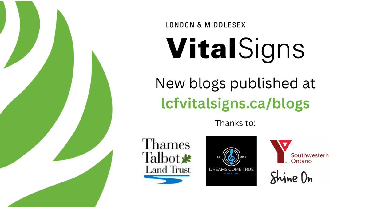 LdnCommFdn's tweet image. We&apos;re pleased to share three new Vital Signs Blogs! Thank you to Thames Talbot Land Trust, YMCA of Southwestern Ontario, and Dreams Come True Music Studio for sharing your expertise and experiences! Read them at lcfvitalsigns.ca/blogs
#LCFVitalSigns #LdnOnt #MiddlesexCounty