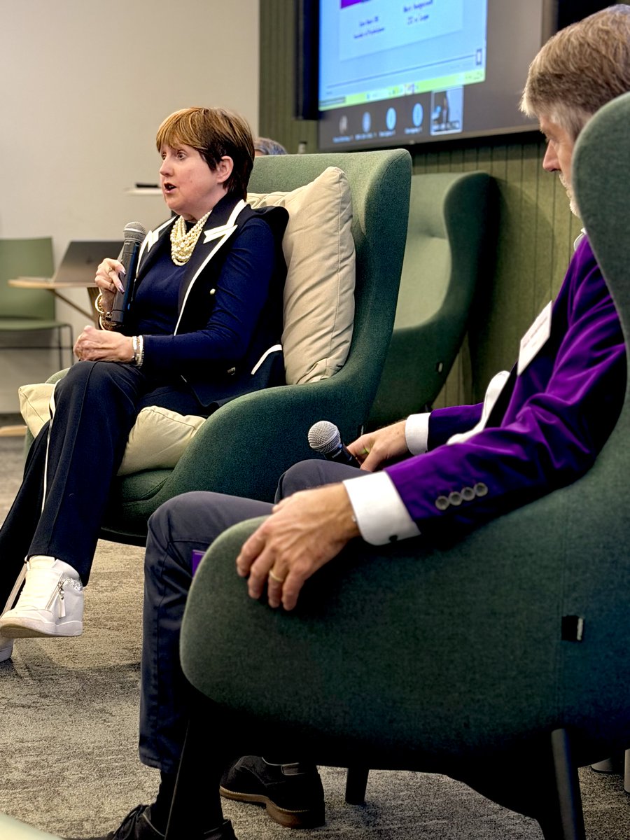 Happy 10th birthday Purple Space, the home of disability Employee Resource Groups from around the word. Kate Nash, its founder, is pictured speaking whilst Mark Hodgkinson, who interviewed her this morning, looks on. #PurpleSpace #DisabilityInclusion