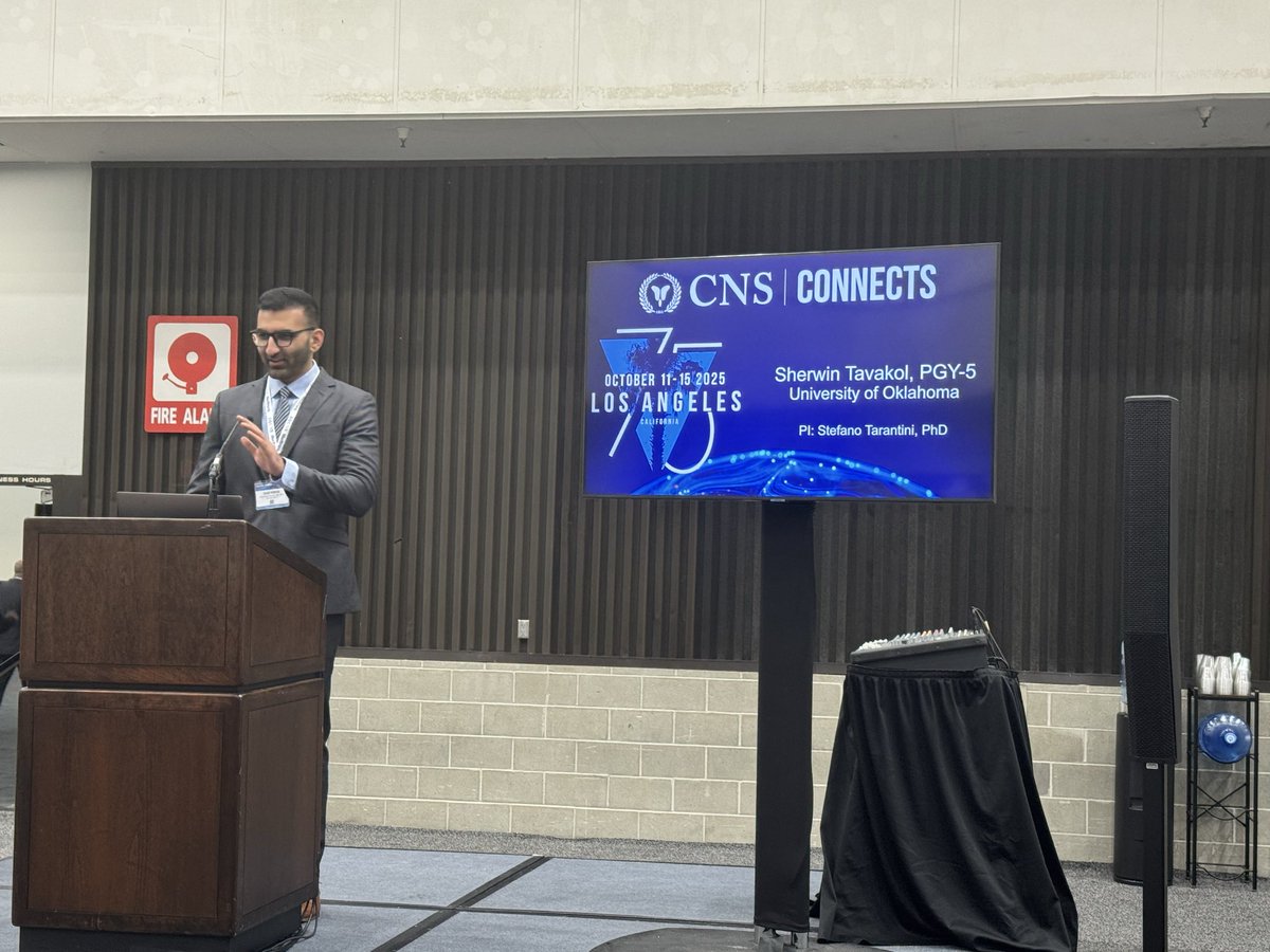 Our very own neurosurgery resident <a href="/SherwinTavakol/">Sherwin Tavakol</a> with 3 podium talks at #CNS2025!  A great showing by <a href="/OU_Neurosurgery/">University of Oklahoma Neurosurgery</a> with more than 30 abstracts this year! <a href="/OUNeuroscience/">OU Neuroscience</a>